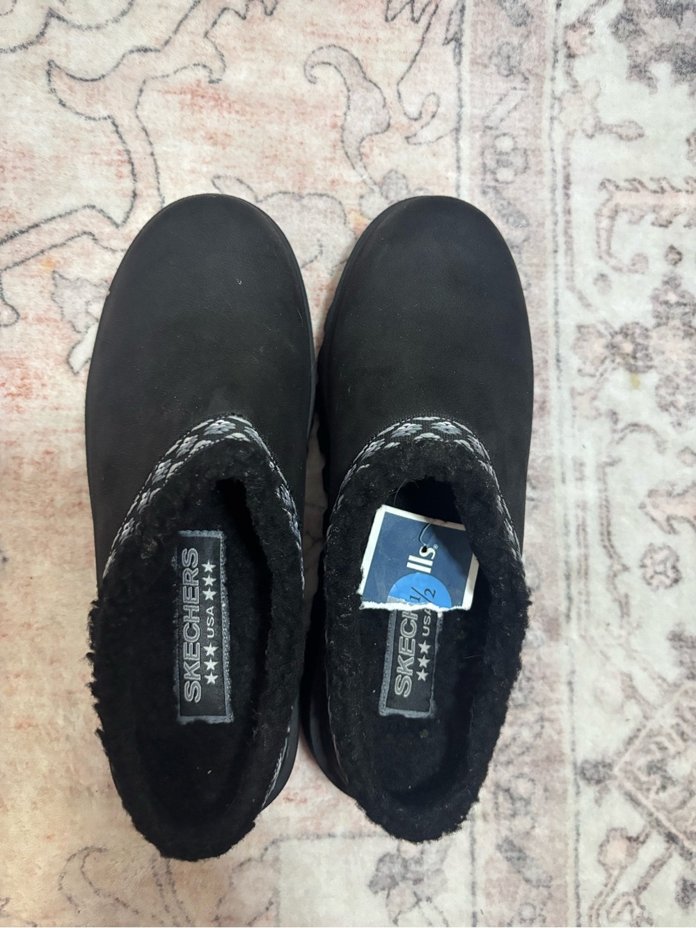 Skechers Black Slip-On Fleece-Lined Clog Sneakers